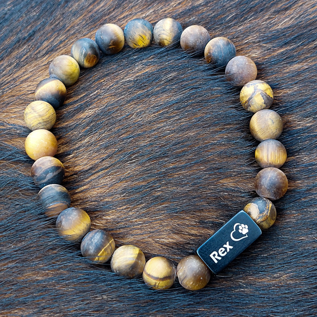 NIEUW: Bevroren Tijgeroog Kralen armband met namen