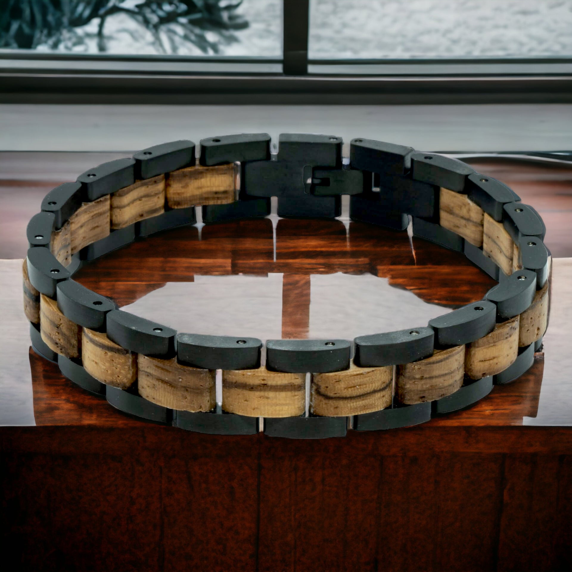 Dufourspitze (Zebrawood / Zwart) - Houten armband