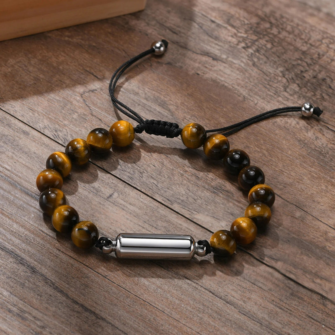 Verstelbare As-Armband met as-ruimte | 8mm Tijgeroog Kralen armband