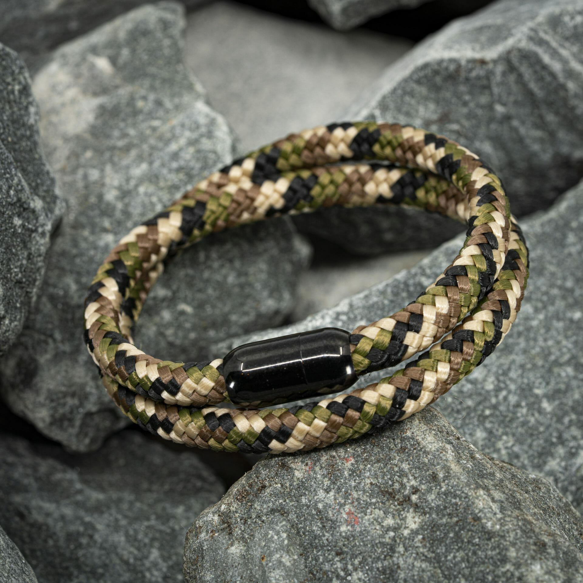 Zen armband zwart - Camouflage Militair touw