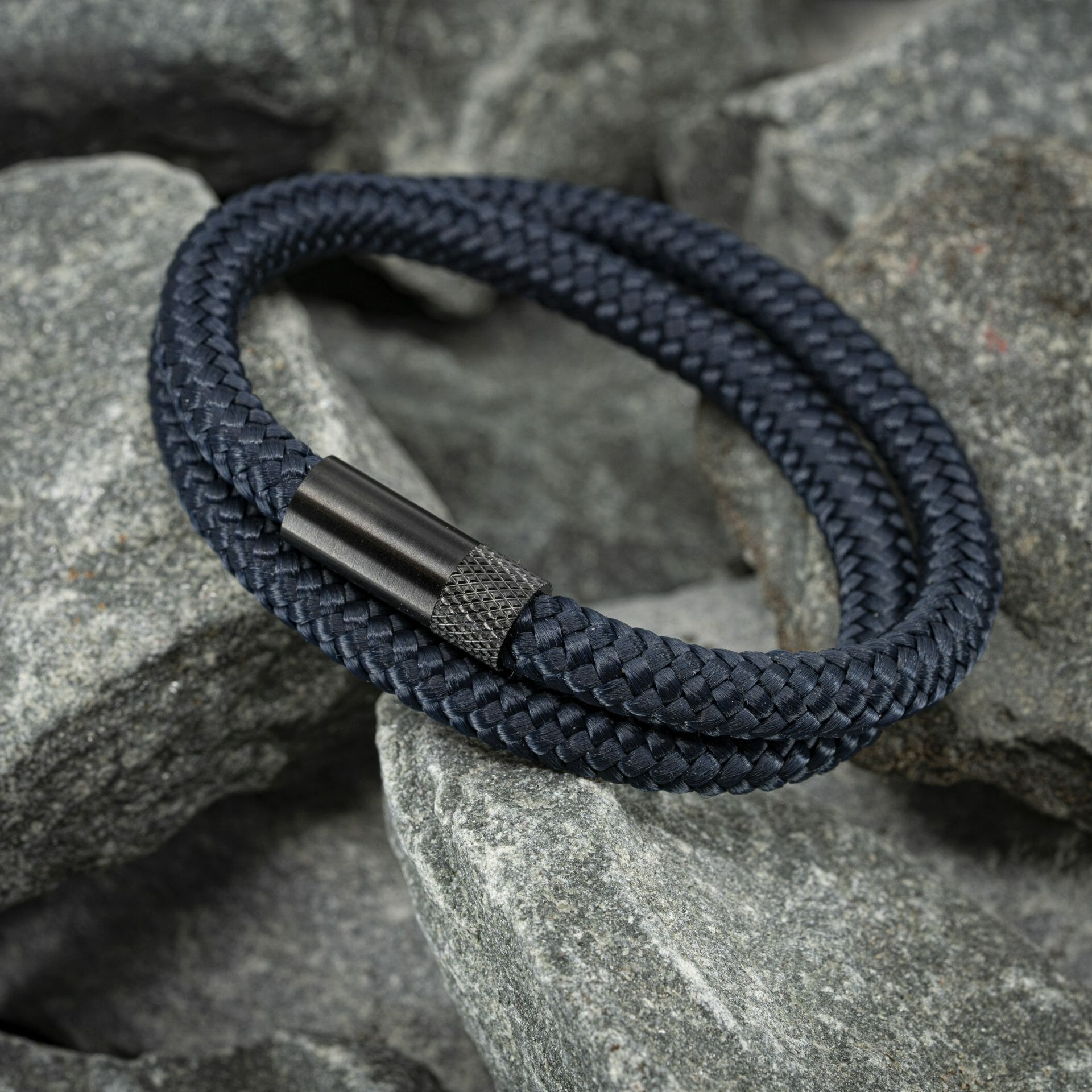 Elite armband zwart - Marineblauw touw