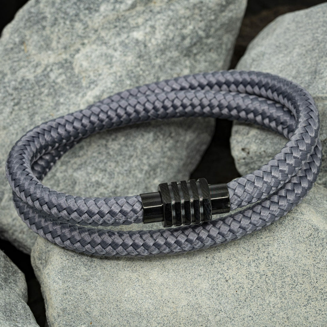 Eigen paracord armband zwart - Grijs touw