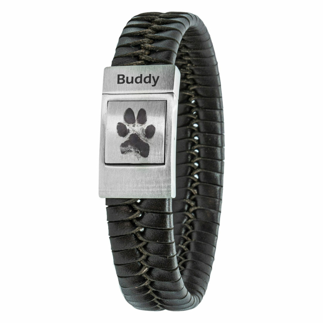 Pootafdruk of huisdier foto op armband- Gevlochten leer