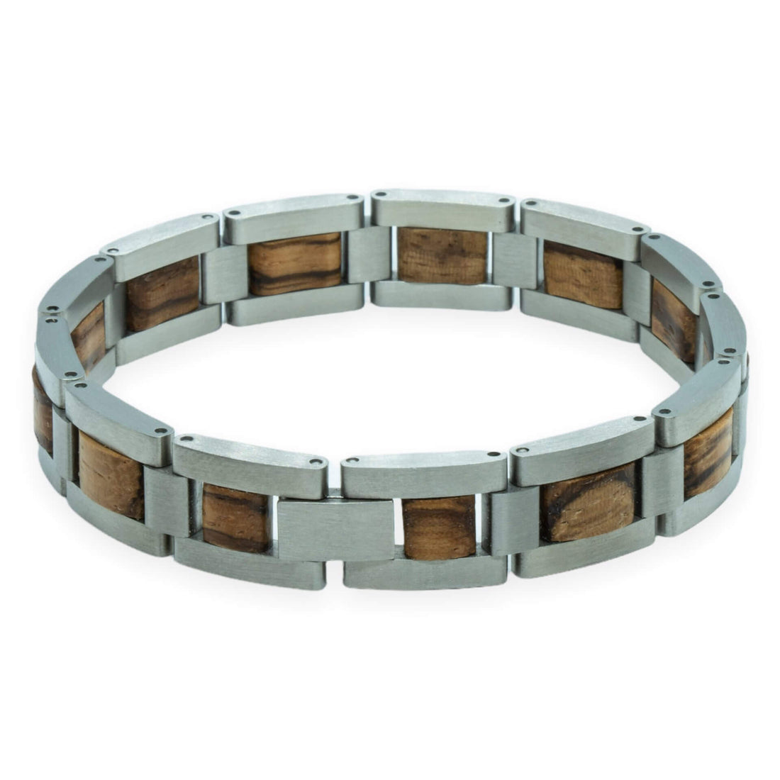 Ama Dablam – Icy Zebrano & Roestvrij Staal Houten Armband