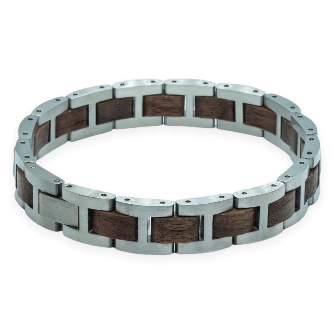 Kangchenjunga – Walnoot & Roestvrij Staal Houten Armband