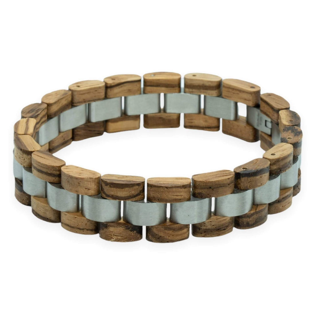 Monte Rosa – Zebrano & Roestvrij Staal Houten Armband