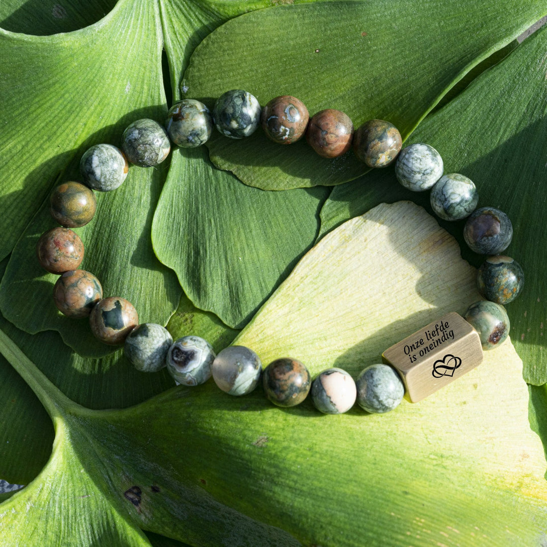 Green Sparrow Agaat 💚 Kralen Armband ‘Onze liefde is oneindig’