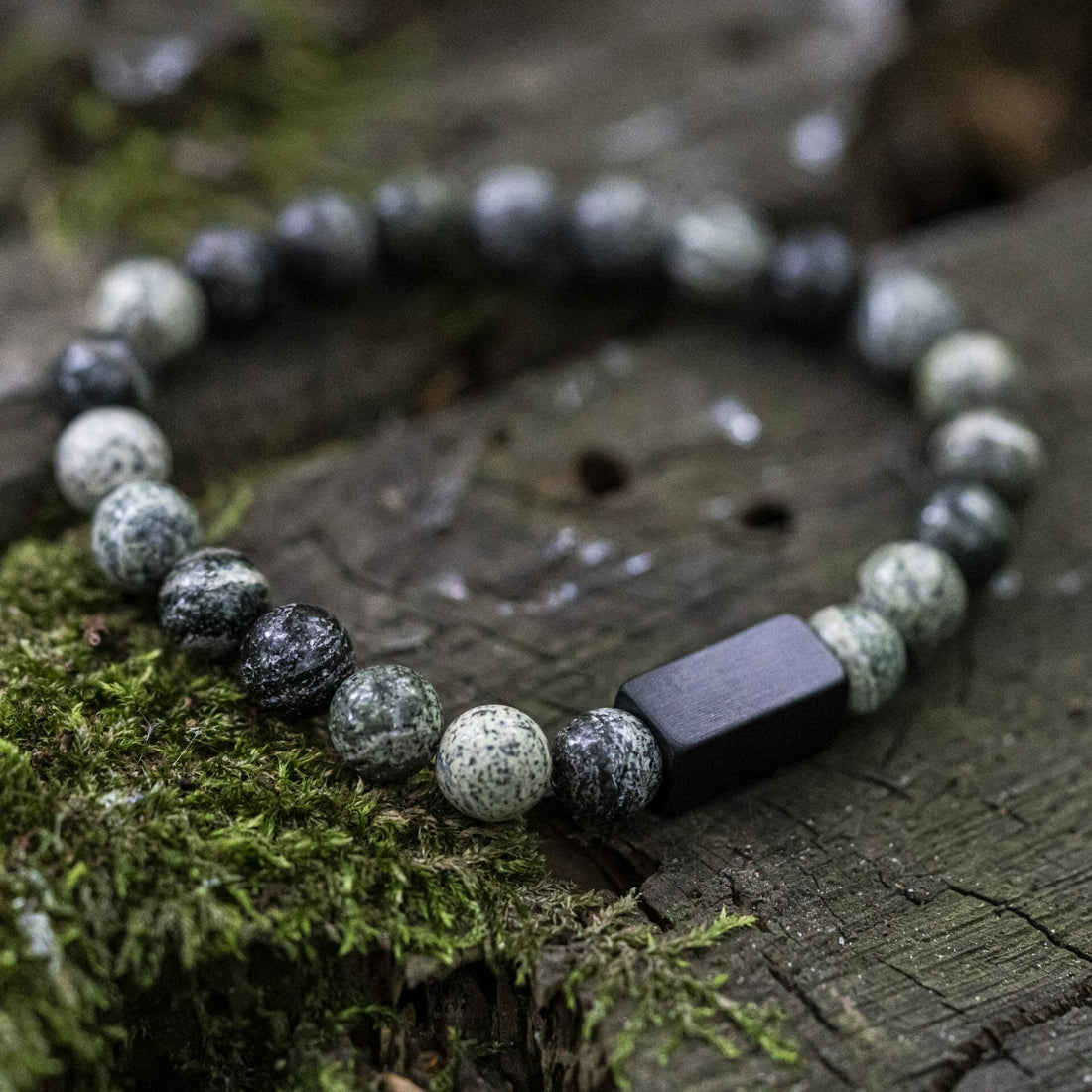 Groene 'Zebra Stenen' - Kralen armband
