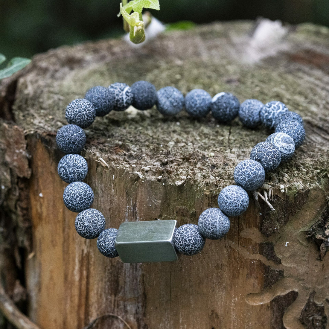 Verweerde blauwe Agaat - Kralen Armband