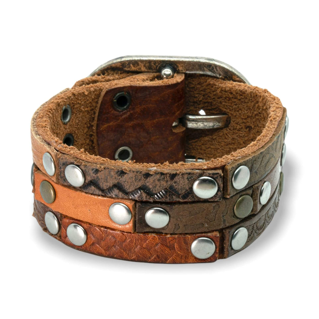 Brede leren Polsband - Multi color Runderleer