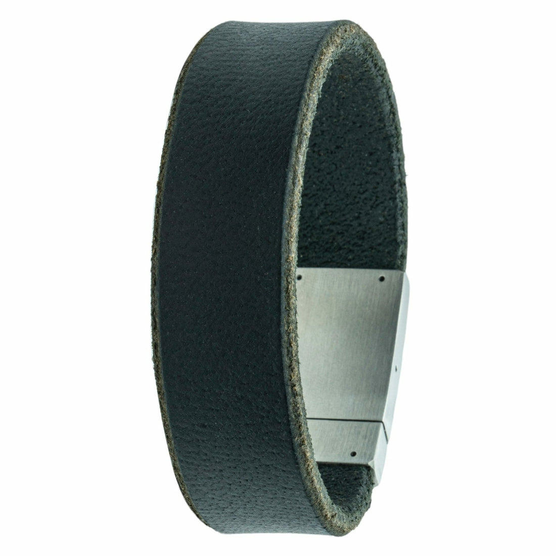 Eigen Pootafdruk armband <b>Zwart</b> leer