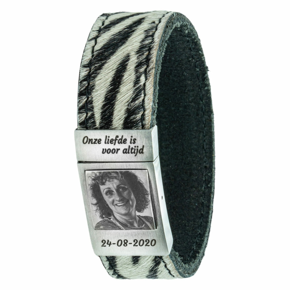 Zebra Fotoarmband leer met eigen foto