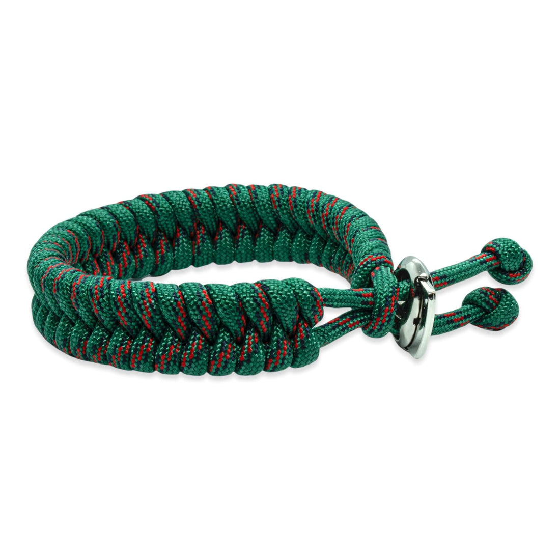 Zweedse staart armband - Groen zwart rode touw kleuren