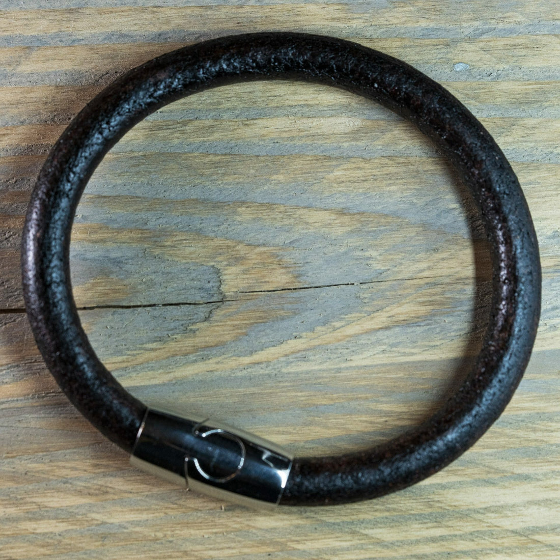 Zwart leren ronde Viking Armband - Sweden
