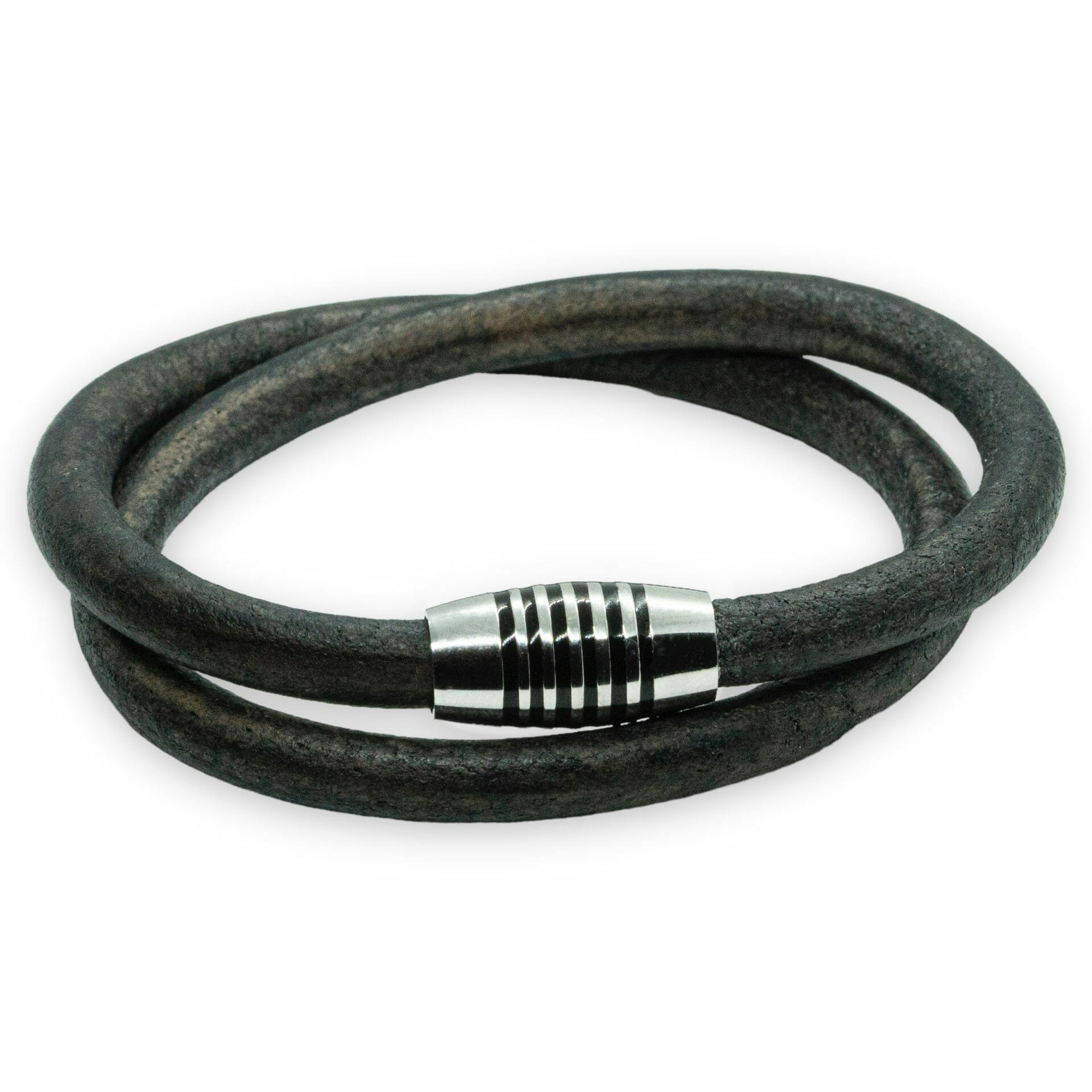 Dubbel rond 6mm zwarte armband | Italiaans Valiano™ leer