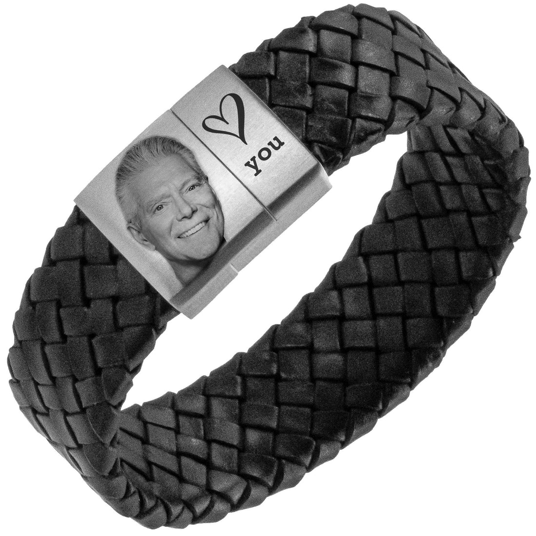 Fotoarmband met eigen afbeelding - Gevlochten leren Armband met Foto gravure