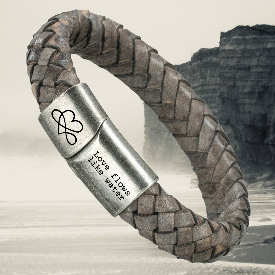 Leren Fingerprint armband voor mannen - zwart